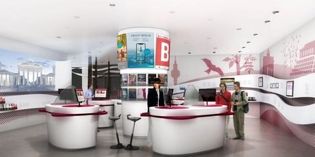 Counter im Berlin Brandenburg WelcomeCenter am Flughafen BER