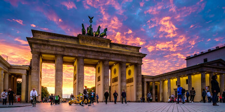Sunset at the Brandenburg Gate in Berlin