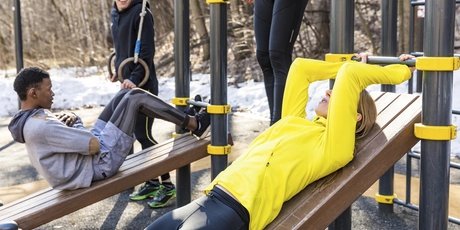 Young sportsmen and sportswomen in outdoor sports