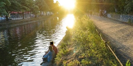 Landwehrkanal mit Sonnenuntergang 