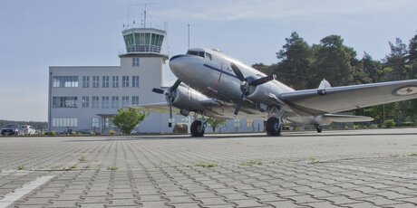 Plane infront of The Military History Museum at airport Gatow in Berlin