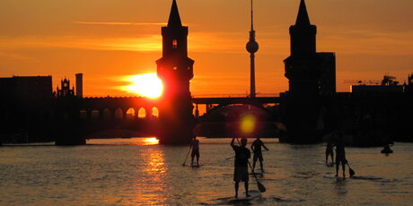 Stand Up Paddling on the river Spree