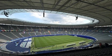 Berliner Olympiastadion im UEFA EURO 2024 Branding