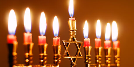 Closeup of Hanukkah Menorah