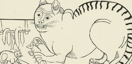 Die Katze, Holzschnitt, Neudruck vom Stock des 15. Jahrhunderts