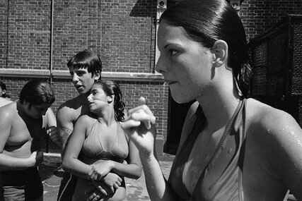 Pebbles with Enzo and Tina at the Carmine Street pool, Little Italy, New York, 1978