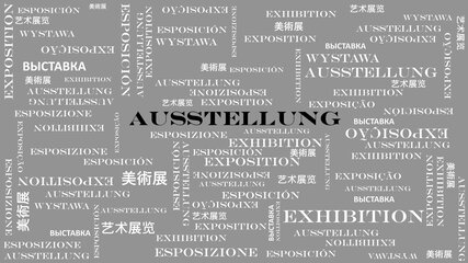 Ausstellung - Schriftzug in verschiedenen Sprachen