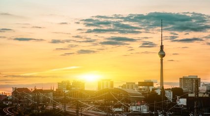 summer sunset over berlin with view on tv-tower