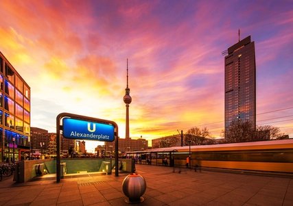 Sunset at Alexanderplatz Berlin, subway station Sunset at Alexanderplatz Berlin, subway station