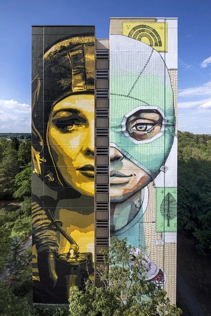 Freiluftgalerie ArtPark Tegel - Mural by Tankpetrol and Queen Kong