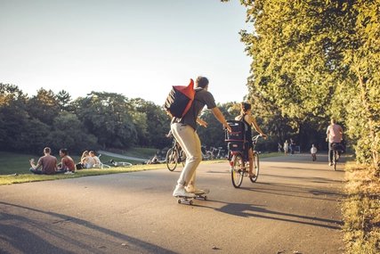Skater in the forest Grunewald Skater in the forest Grunewald in Berlin