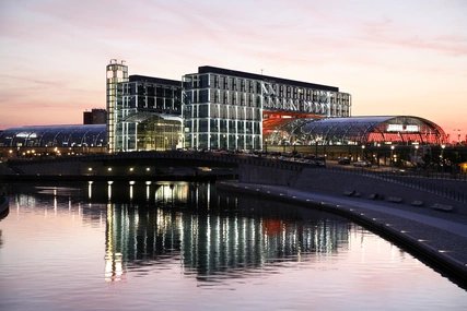 Berlin central station in the evening