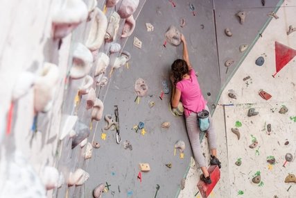 Climber in Boulderhall Climber in Boulderhall