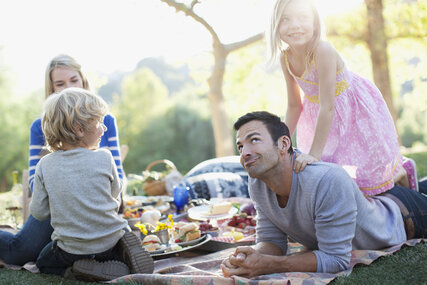    A family having a picnic in the park