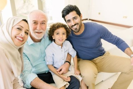 Three Genration Arabic family taking a selfie