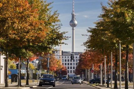 Unter den Linden with view of the television tower in Berlin