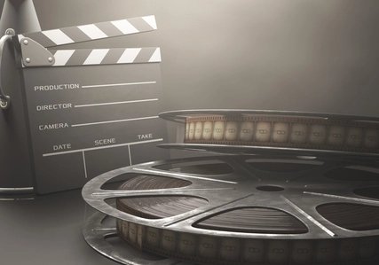 Filmrolle und Regieklappe