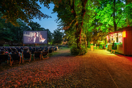 Evening atmosphere at the open-air cinema in Berlin-Kreuzberg