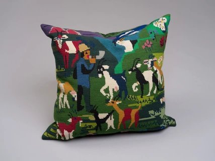 "Der ins Horn blasende Hirte mit Ziegen"