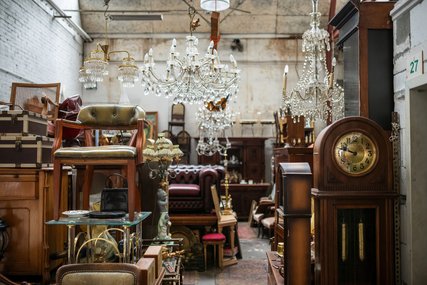 Indoor flea market Furniture on flea market, Germany