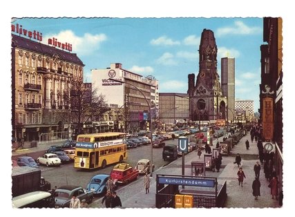 Historische Postkarte - Kurfürstendamm mit Kaiser-Wilhelm-Gedächtniskirche
