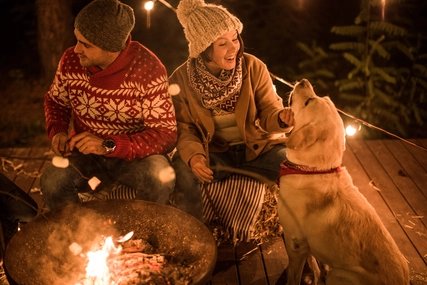 Campfire with dog