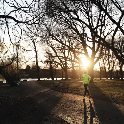 Joggen auf der Halbinsel Stralau