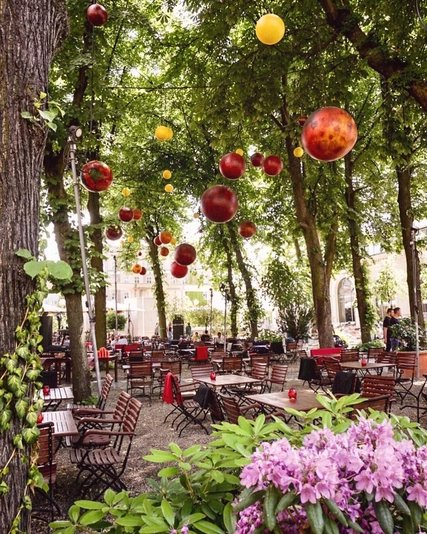 Summery Pfefferberg Beer Garden Berlin Summer beer garden on the Pfefferberg with lanterns