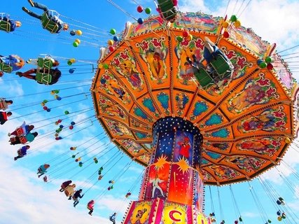 Manège à chaînes Manège à chaînes dans une fête foraine à Berlin