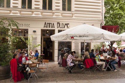 terace and entry of the café "Anna Blume" terace and entry of the café "Anna Blume"