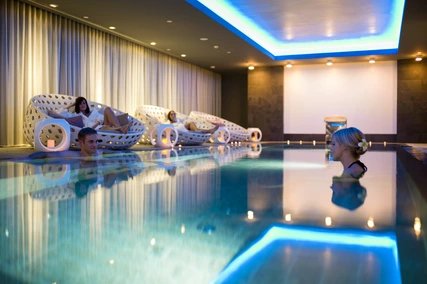 Relaxing in the pool in Holmes Place SPA at Potsdamer Platz in Berlin