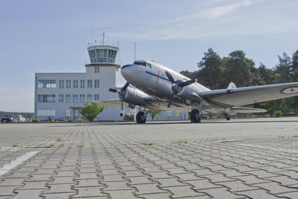 Plane infront of The Military History Museum at airport Gatow in Berlin