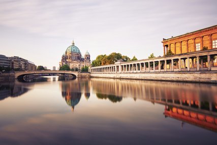 Berlin Cathedral with Museum Island in Berlin Berlin Cathedral with Museum Island in Berlin seen from river Spree