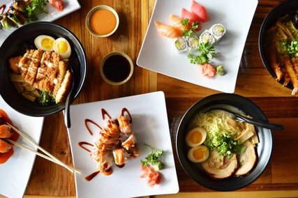 Sushi and Ramen Sushi and ramen in a restaurant in Berlin