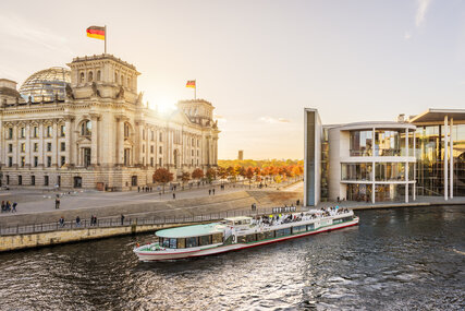 Ship at government district Berlin-Mitte