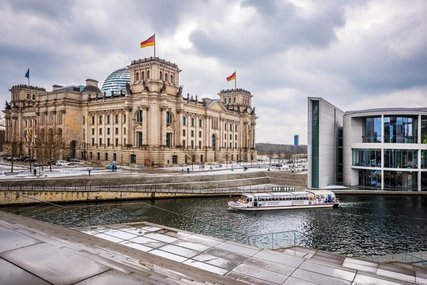 On the Spree in the government district in winter. On the Spree in the government district in winter.