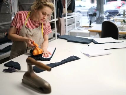 Creation of clothing in the petit cochon manufactory sewing studio Creation of clothing in the petit cochon manufactory sewing studio
