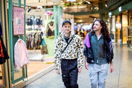 Shopping at Bikini Berlin Two friends shopping at Bikini Berlin