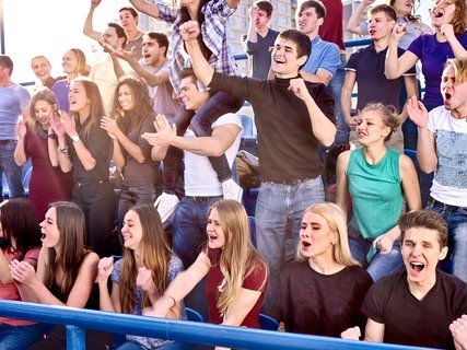 Cheering and singing crowd