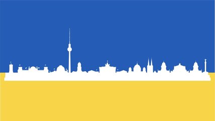 Skyline Berlin in Ukraine Farben