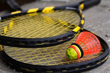 Shuttlecock on speedminton racket