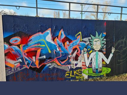 Graffiti in Berlin at the Legacy Wall in Gleisdreieckpark.