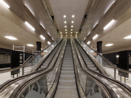  Escalators of the Unter den Linden station on the U5 line in Berlin 