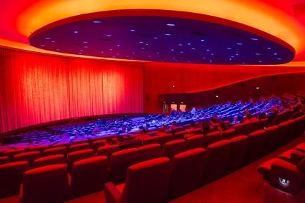 Cinema Zoopalast Cinema auditorium in Zoopalast with red lighting