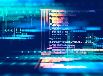 Programming code abstract technology background of software deve