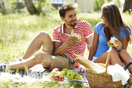 Young couple having a picnic