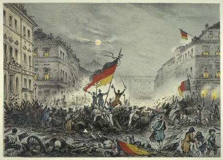 Barrikadenkämpfe in der Breiten Straße in der Nacht vom 18. zum 19. März 1848