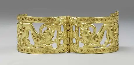 Armband aus Gold, zeigt zwei Raubkatzen, Afghanistan oder Tadschikistan, 1. Jahrhundert v. Chr. – 2. Jahrhundert n. Chr.