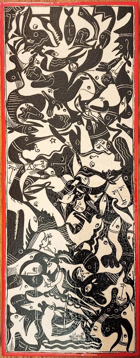 Pasquale Liguori (*1964), Steinzeug-Bildplatte, Vietri sul Mare, 2016, 65x25cm, Geschenk des Künstlers