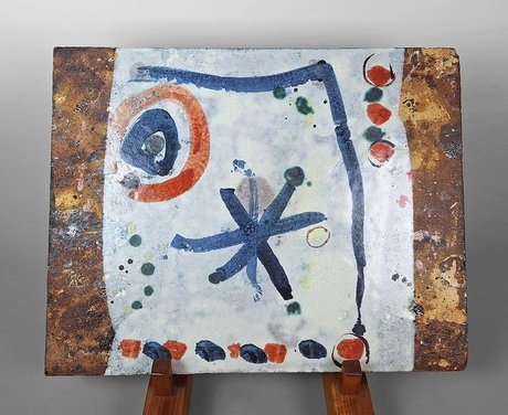 Jörg von Manz (1939-1997) Bildplatte von 1992, 45x35cm, Geschenk aus der Keramiksammlung Schütte